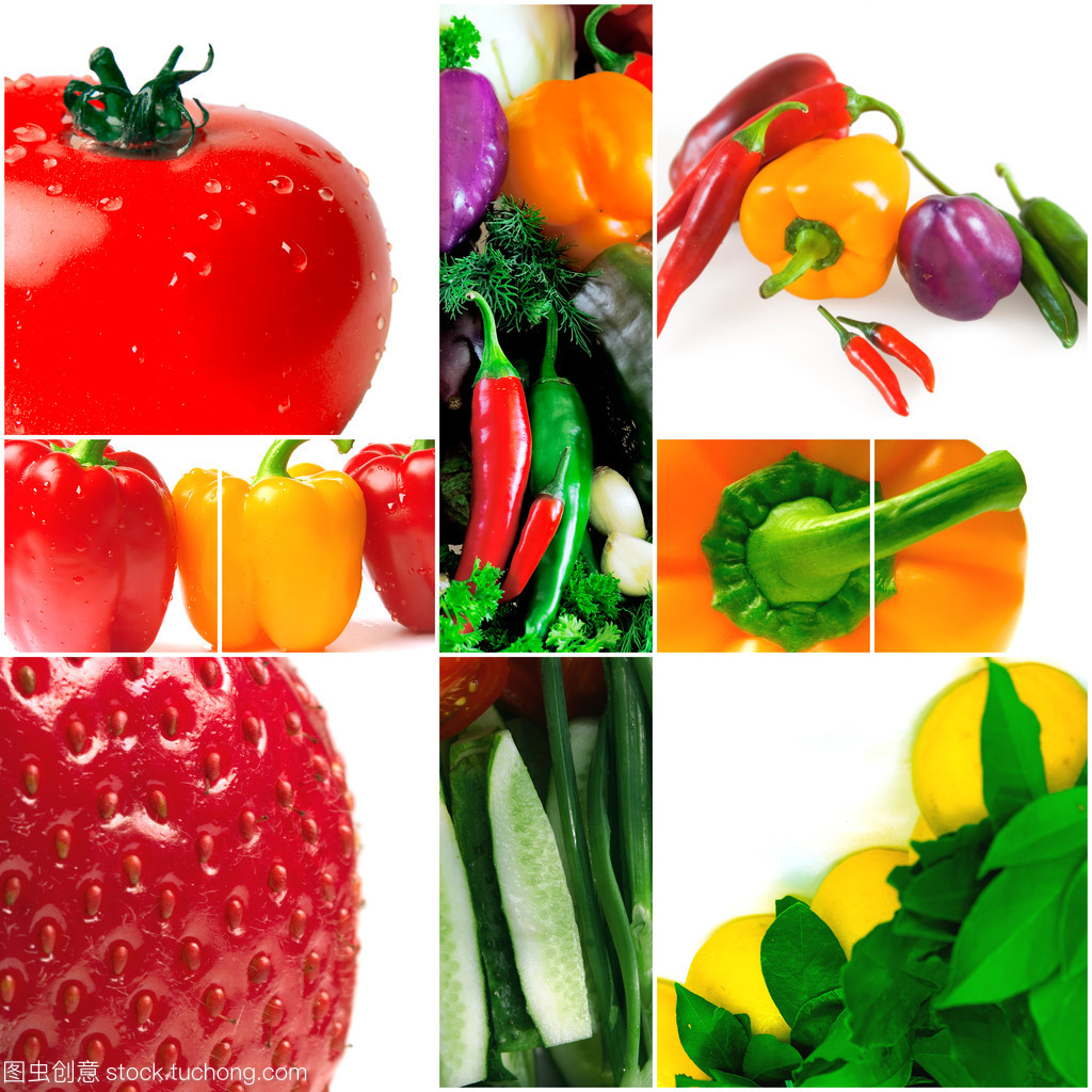 明亮、 色彩鲜艳的水果和蔬菜